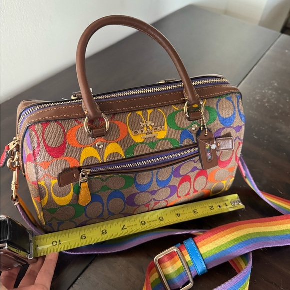 Coach Rowan Satchel In Rainbow Signature Canvas - Picture 16 of 16